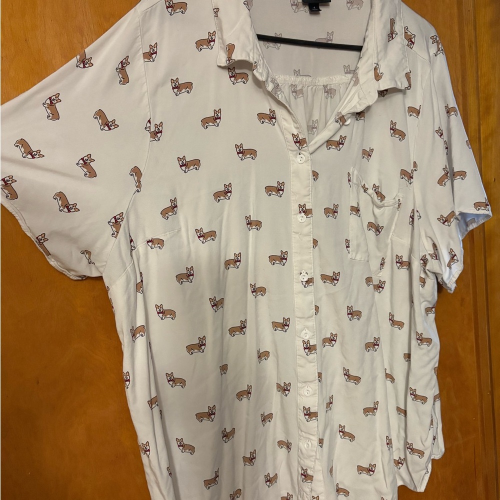 Torrid Button-Up Shirt with Corgi Print - Picture 2 of 3